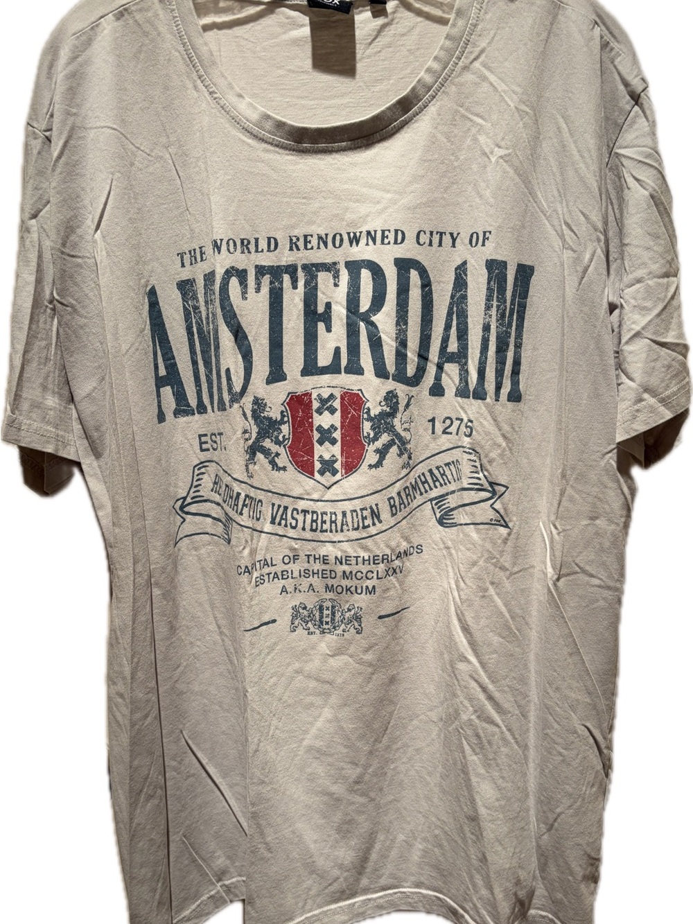Fox light grey Amsterdam Graphic Short Sleeve Tee with Navy and Red Print